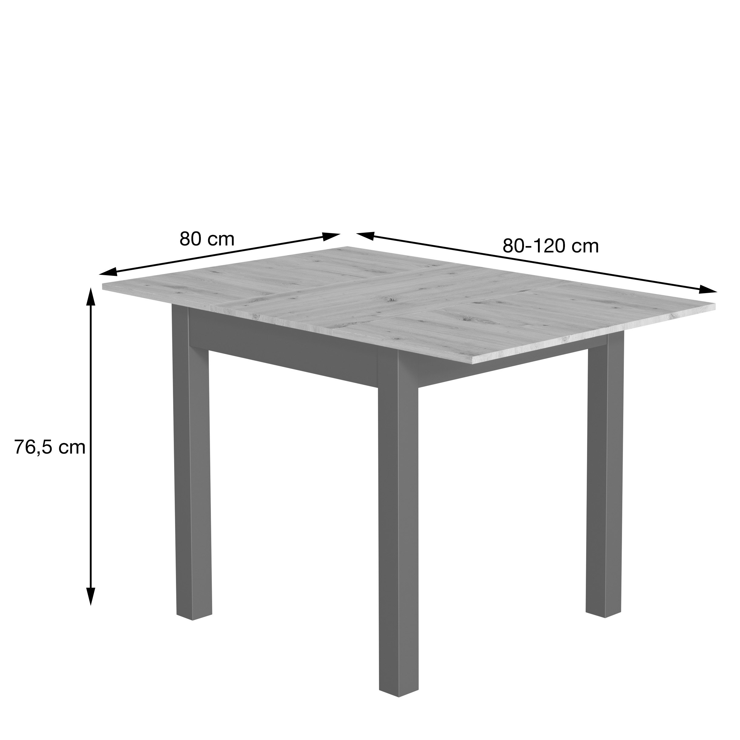 Esstisch Noa 80 cm Anthrazit/Wildeiche
