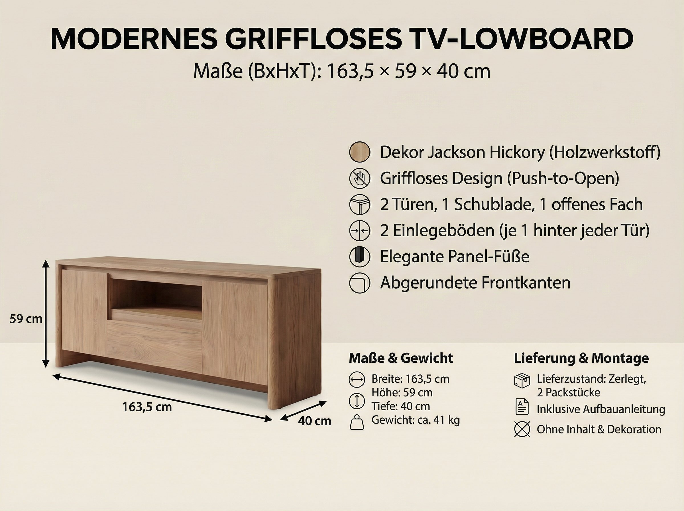 Genf TV-Board Eiche Braun (Jackson Hickory)
