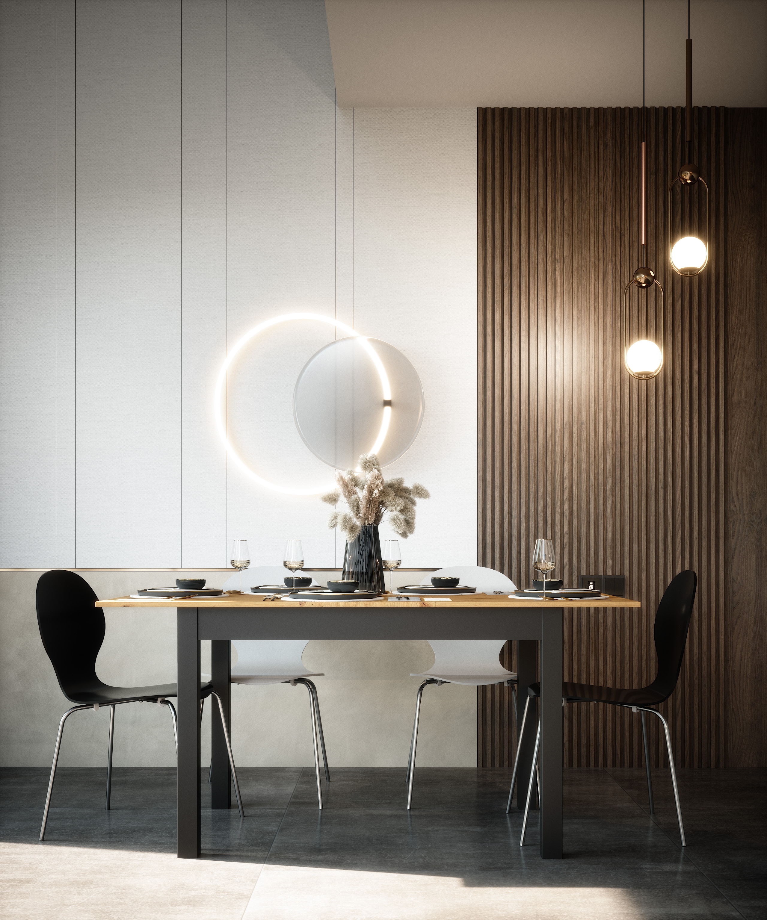 Esstisch 120 cm Anthrazit/Wildeiche
