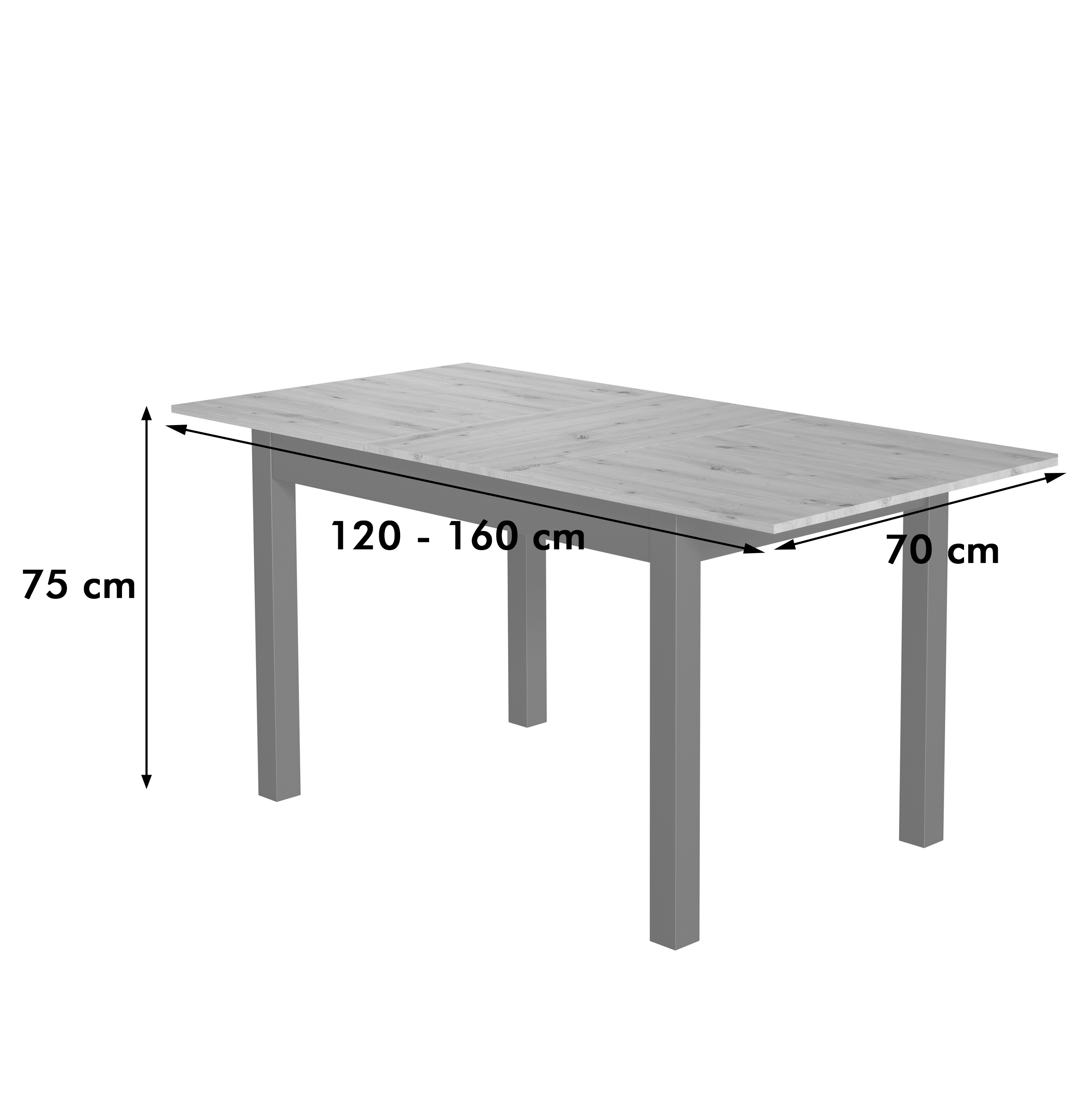 Esstisch 120 cm Anthrazit/Wildeiche