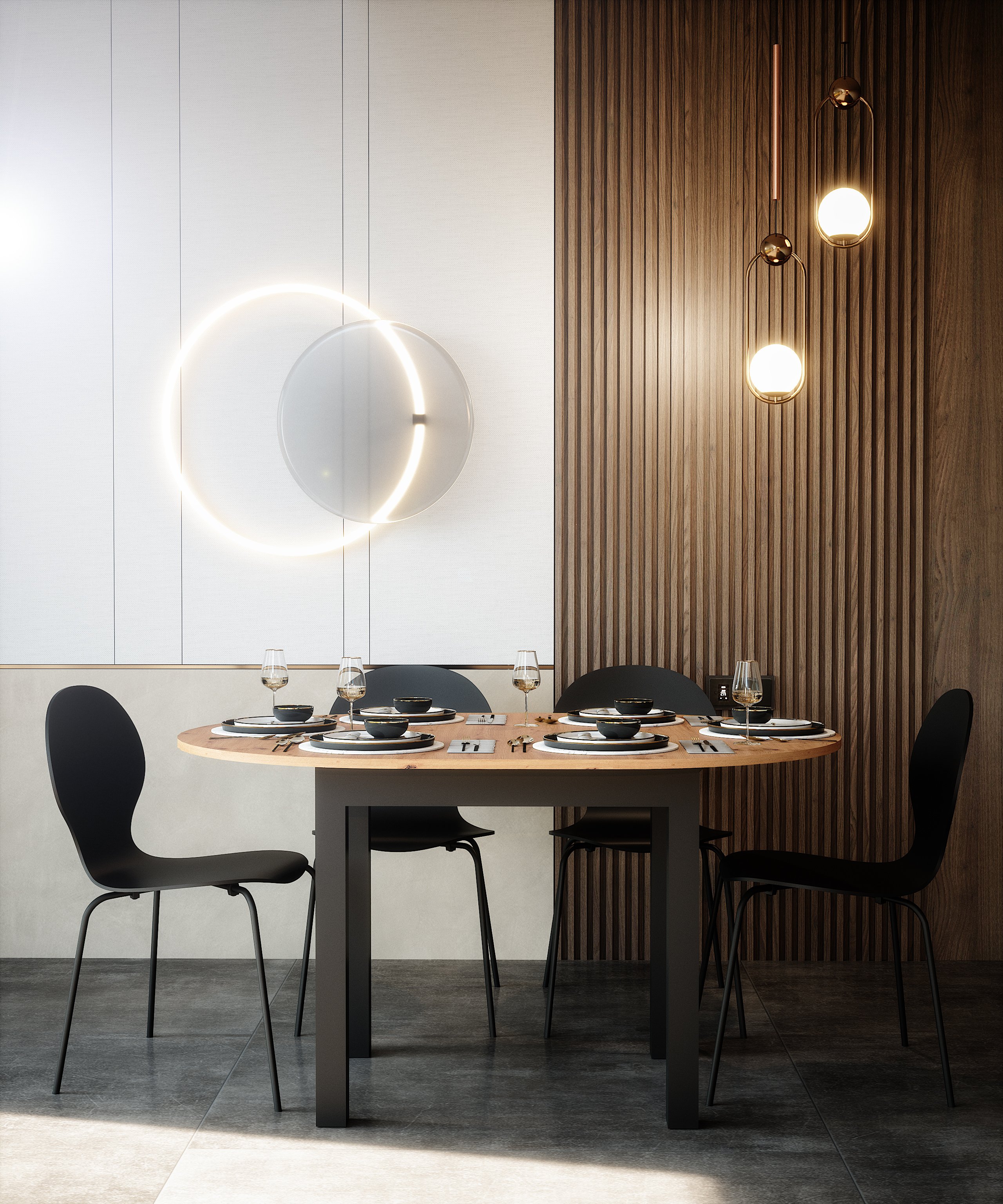 Esstisch Noa 100 cm Anthrazit/Wildeiche
