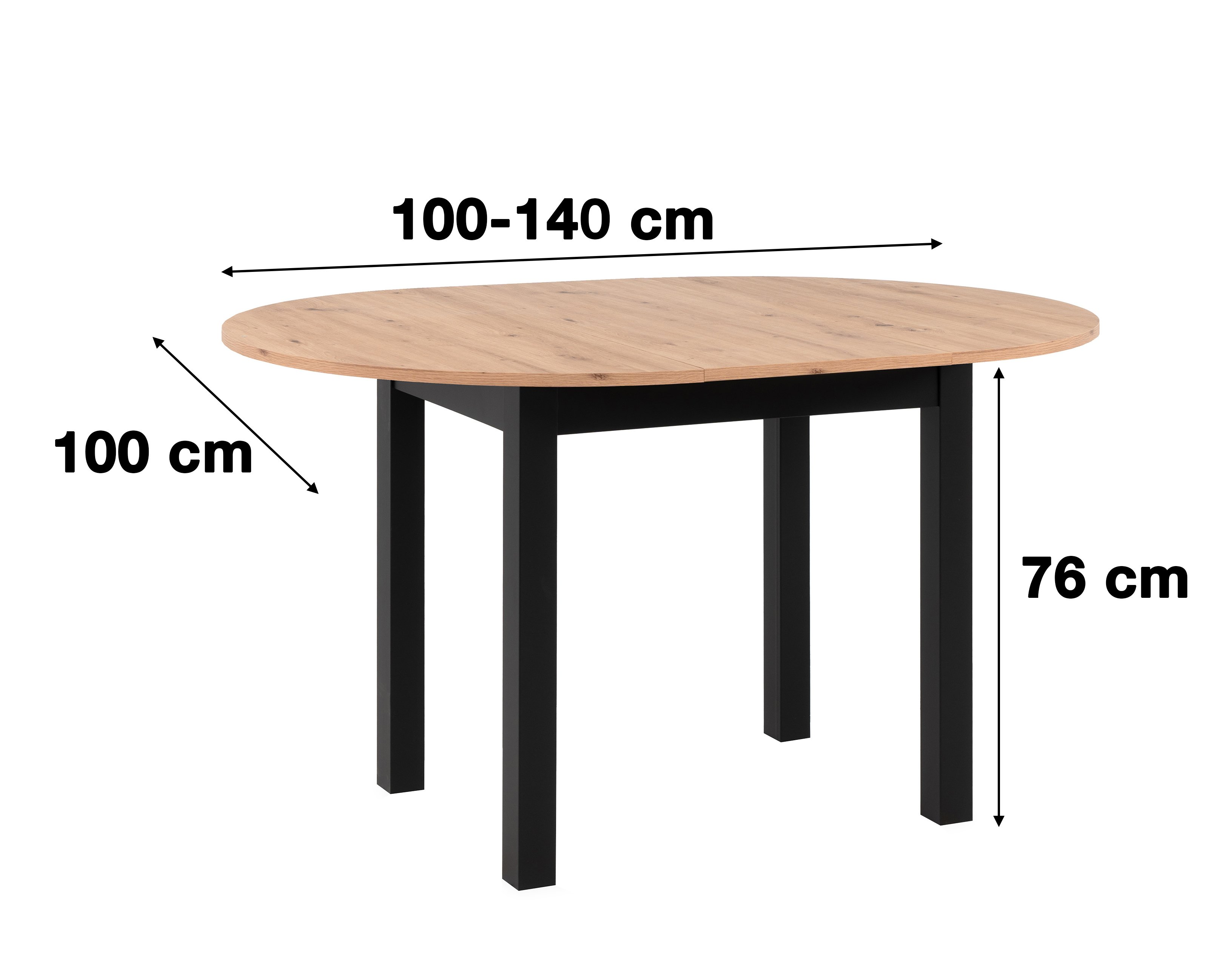 Esstisch Noa 100 cm Anthrazit/Wildeiche