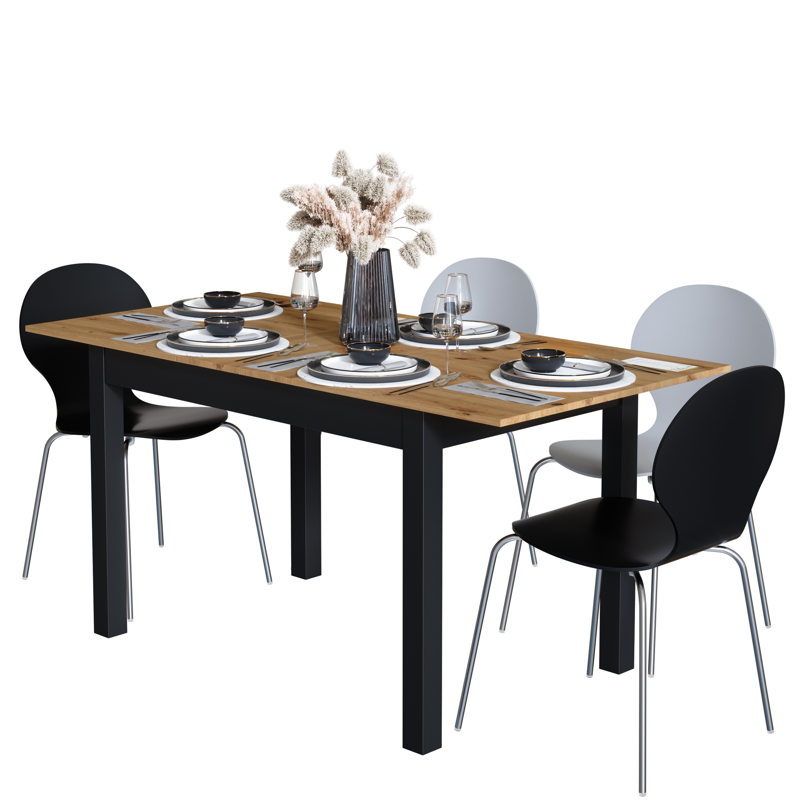 Esstisch 120 cm Anthrazit/Wildeiche