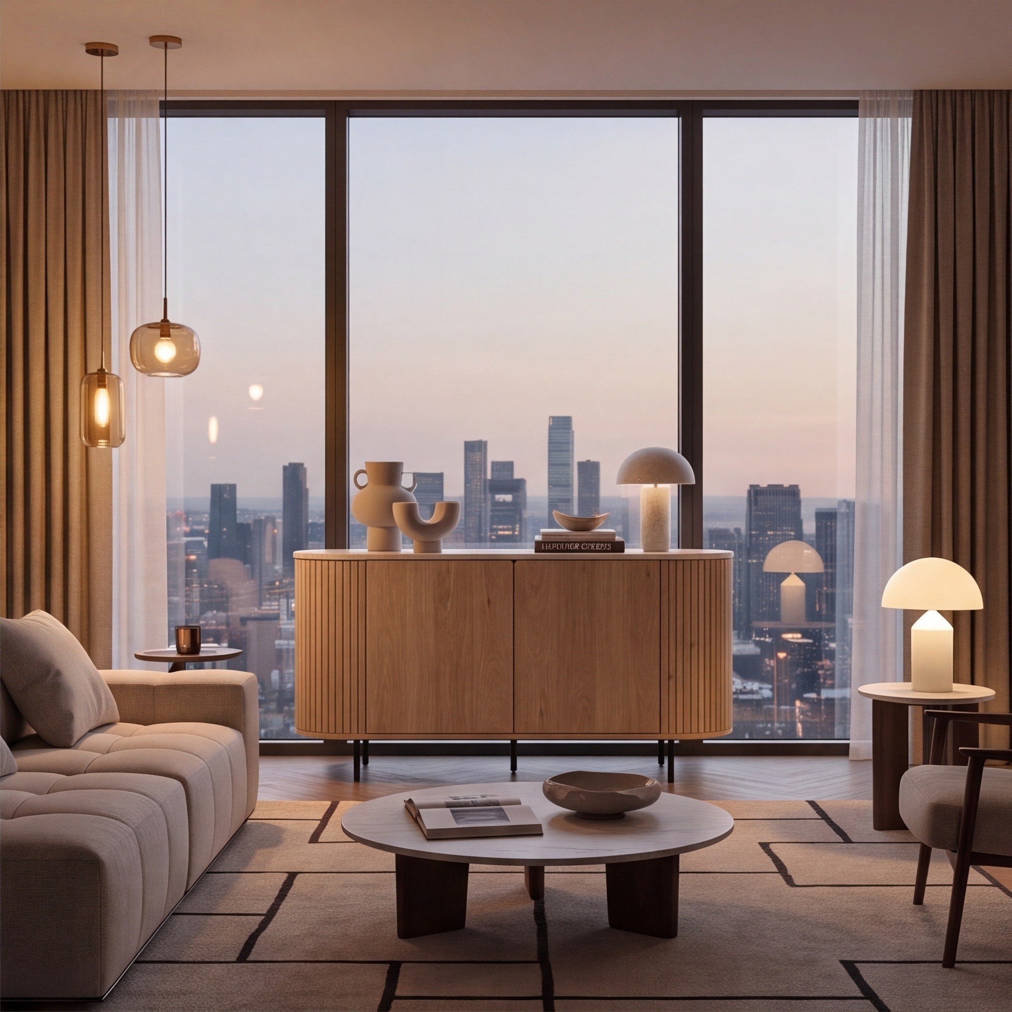Norela.one Kommode in Dekor Travertin, im Wohnzimmer