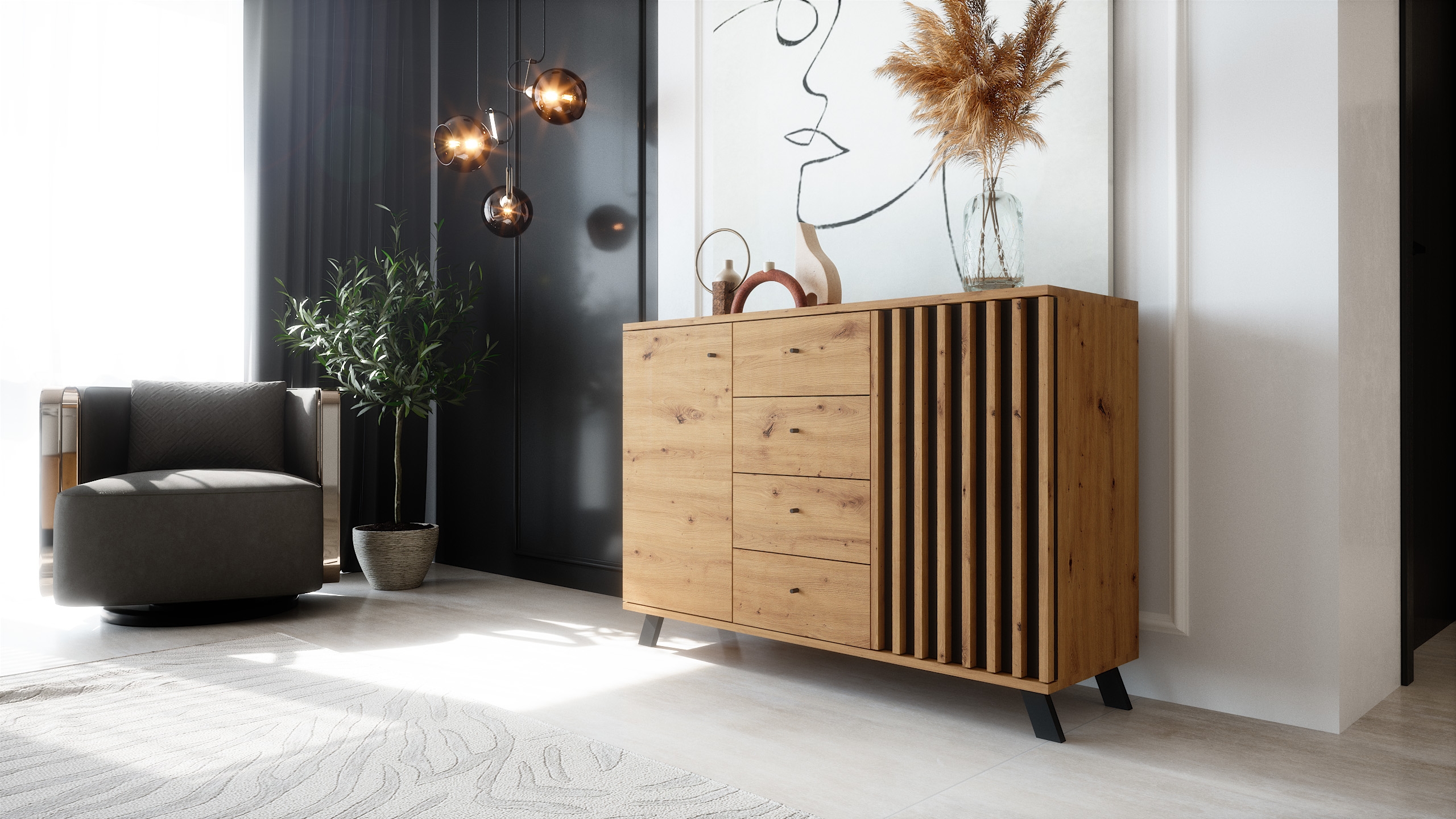 Kommode Barea Wildeiche/Anthrazit