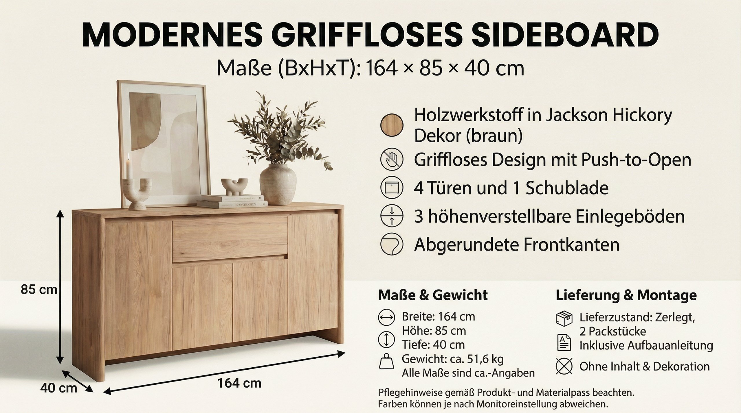 Genf Sideboard Eiche Braun (Jackson Hickory)