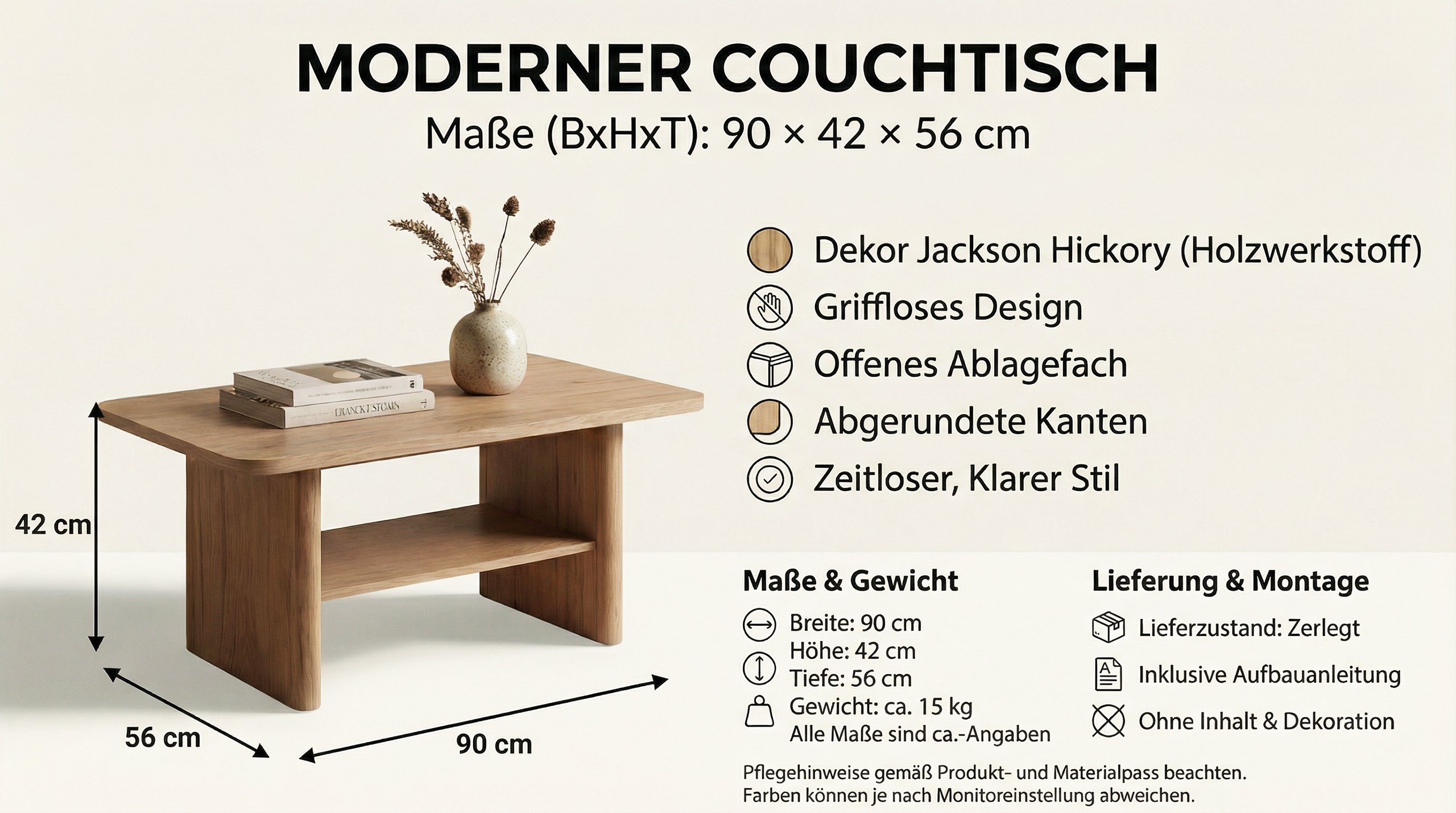 Genf Couchtisch Holzoptik Braun